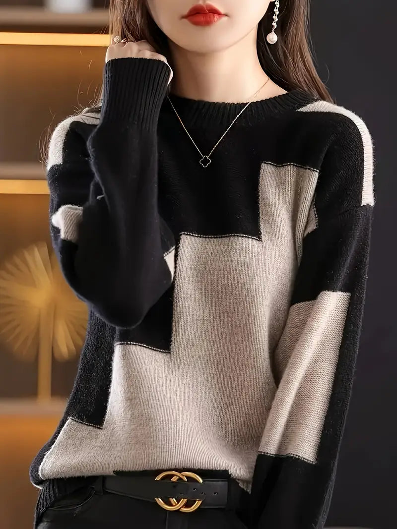 Gala – Eleganter Langarm Pullover Mit Geometrischem Muster