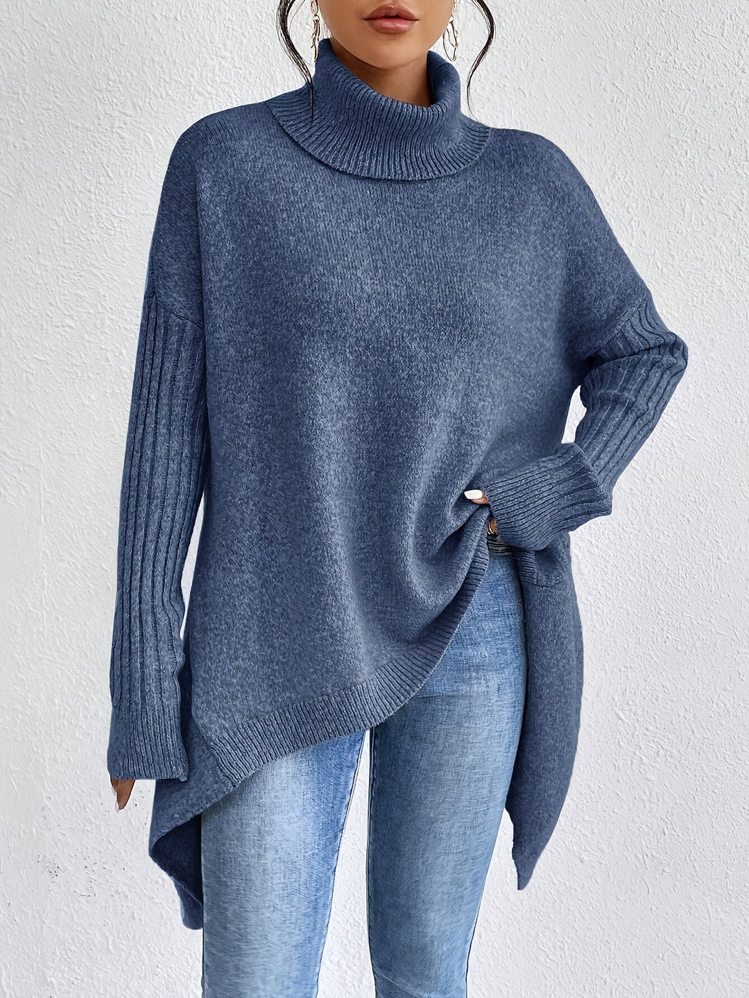 Tahlia – Lässiger Langarm-Pullover Mit Hohem Kragen