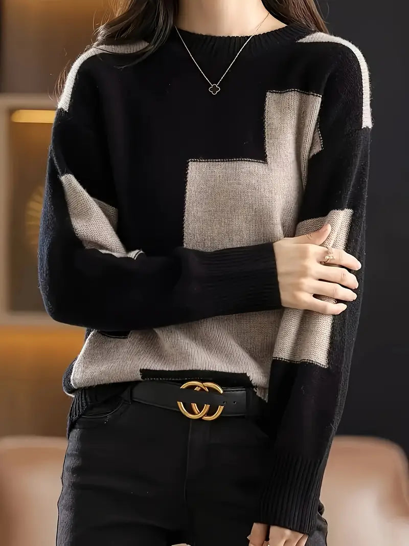 Gala – Eleganter Langarm Pullover Mit Geometrischem Muster