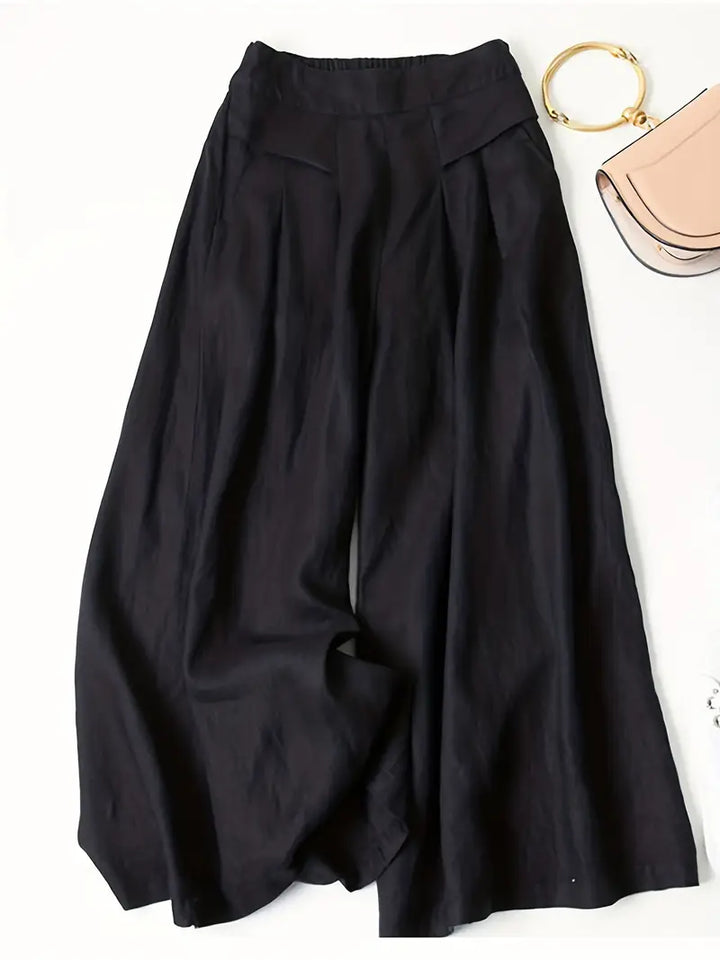 Anina - Weite Beine Leinen Hose