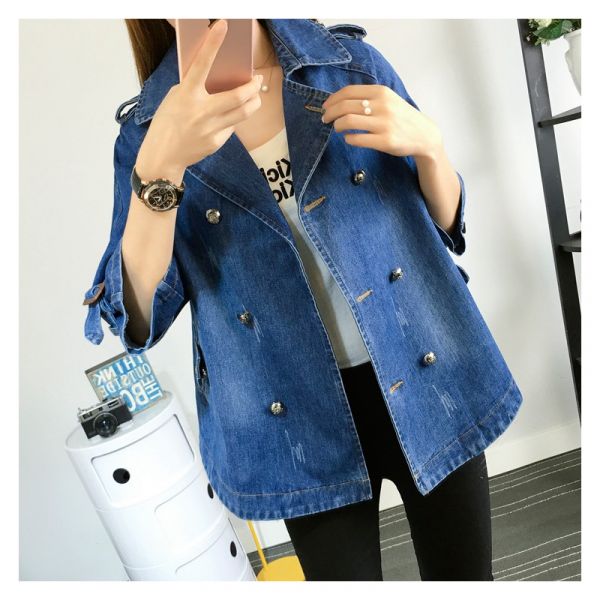 Sezina – Stilvoller Cape Mantel Aus Jeansstoff