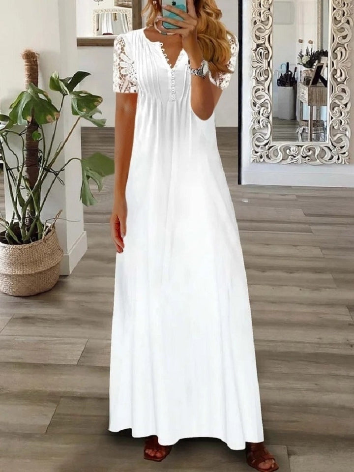 Gerda – Kurzärmeliges Kleid Mit Spitzenprint