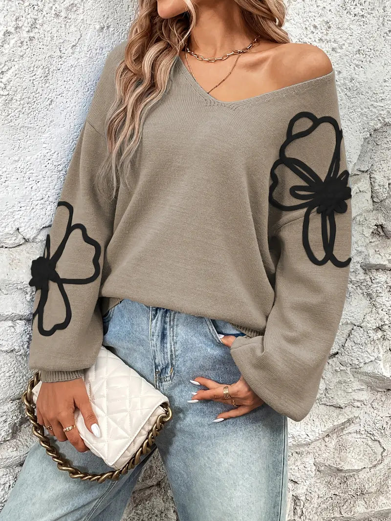 Semira – Langarm Pullover Mit Blumen Stickerei