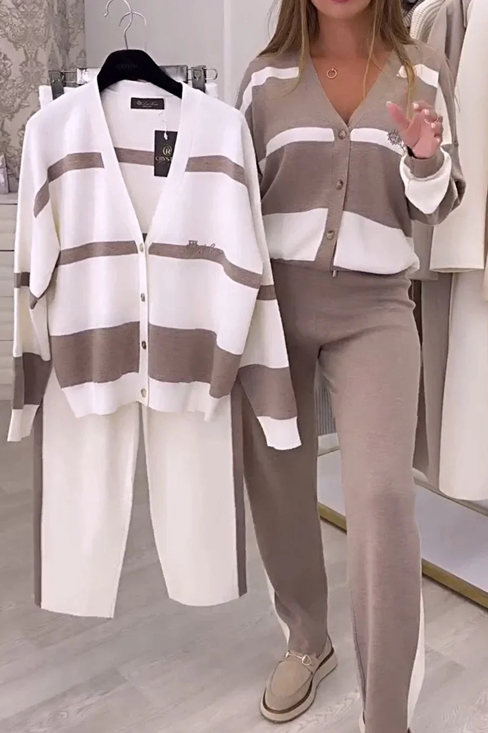 Fridolina – Modisches Strick Zweiteiler Set