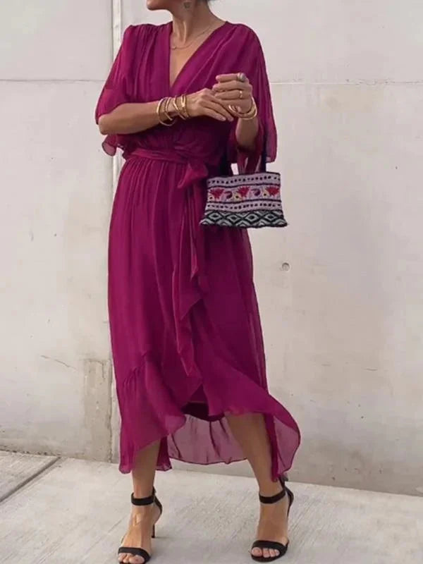 Ramilya - Chiffonkleid mit V-Ausschnitt