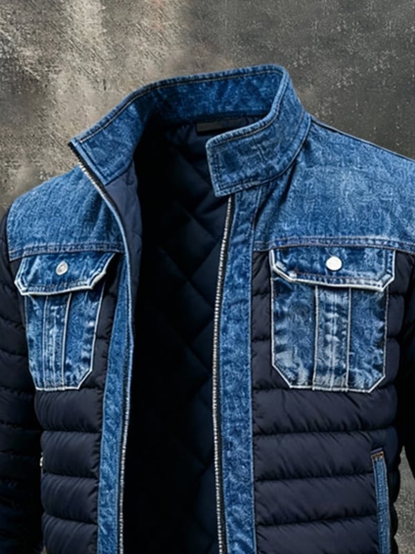 Upamecano – Vintage Jeans Patchwork Outdoor Jacke