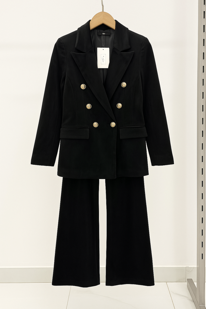 Dimitra – Samt Blazer Set Mit Doppelter Knopfleiste