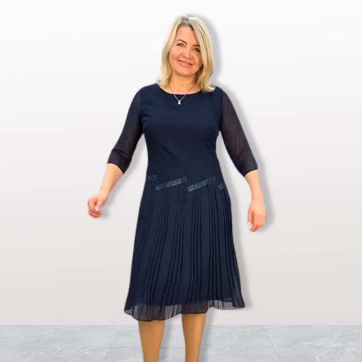 Kiernan - Elegantes Midikleid Mit Rundhalsausschnitt