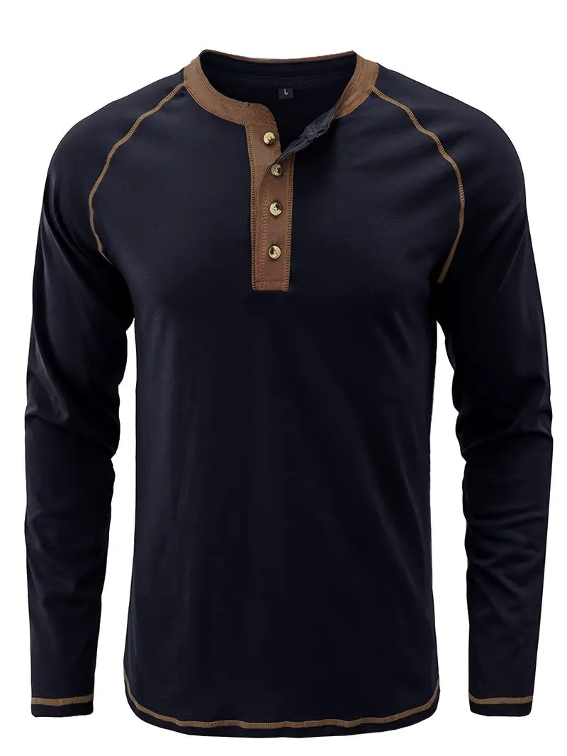 Sharma – Langärmliges Henley Hemd Mit Rundhalsausschnitt