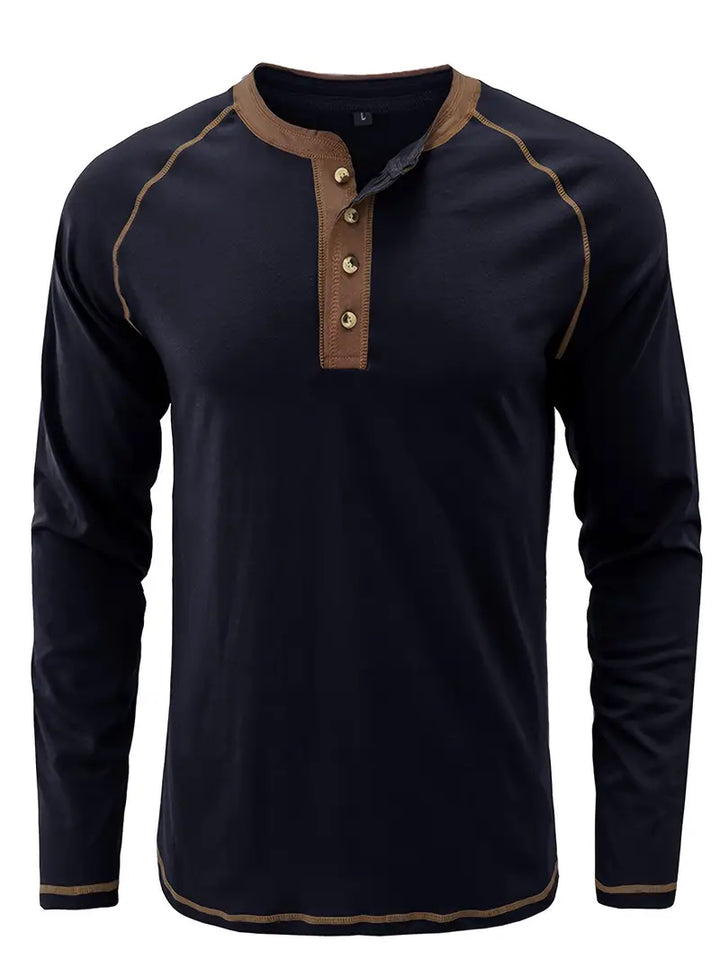 Sharma – Langärmliges Henley Hemd Mit Rundhalsausschnitt