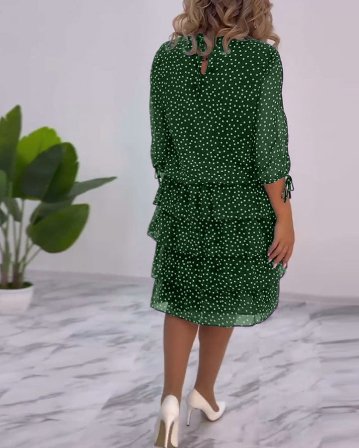 Eralyn – Polka Kleid Mit Stufenrock Und Gebundenen Ärmeln