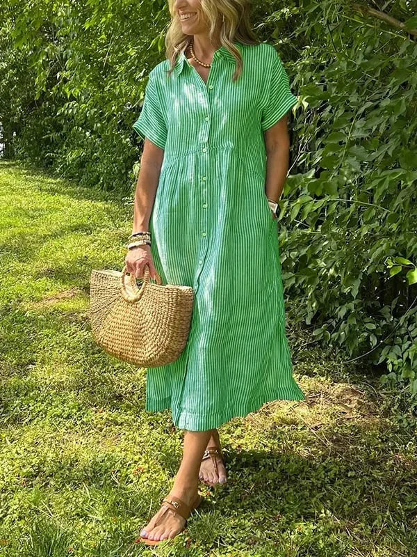 Samara - Stilvolles Gestreiftes Hemdkleid