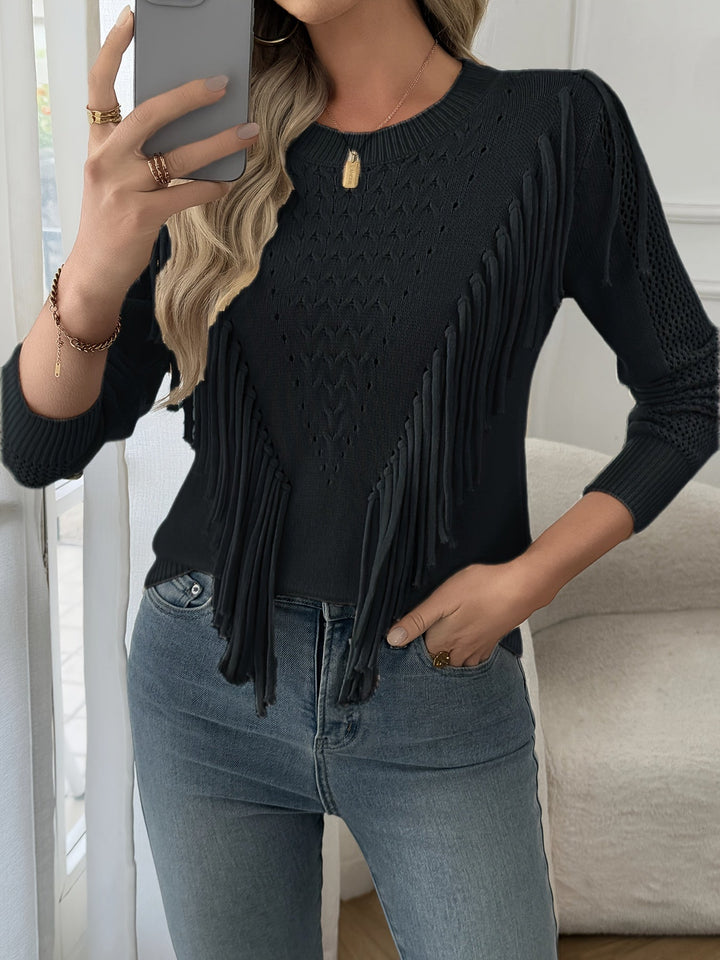 Thindra – Fransiger Pullover Mit Langen Ärmeln