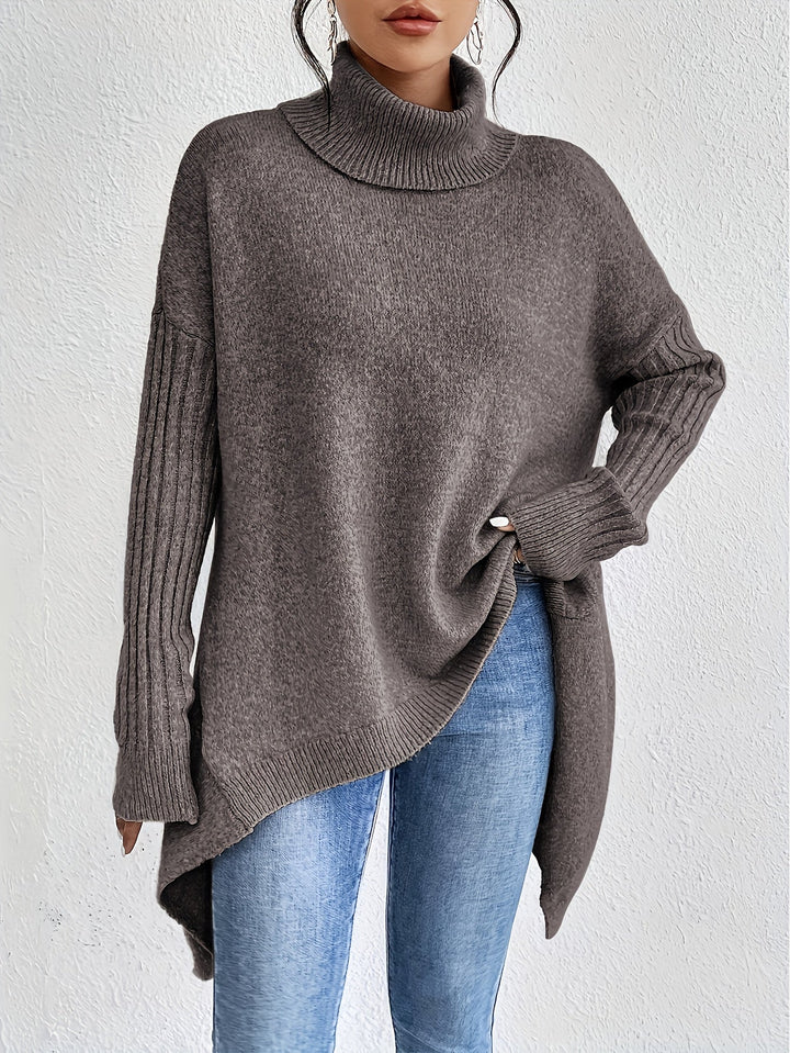 Tahlia – Lässiger Langarm-Pullover Mit Hohem Kragen