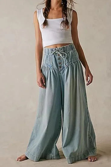 Karatza – Stilvolle Lockere Jeans Mit Weitem Bein