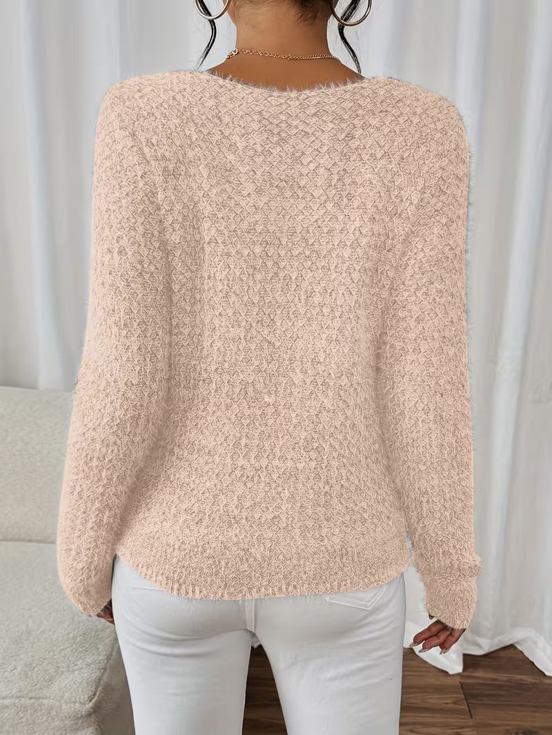 Aderah - Lockere Passform V-Ausschnitt Pullover