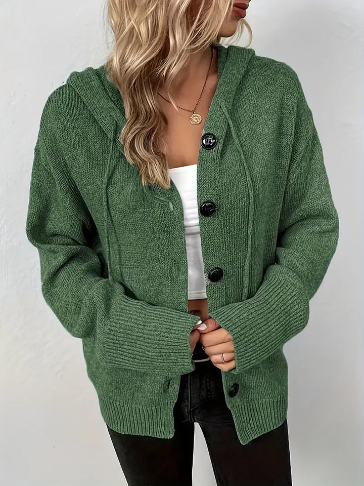 Suthida - Elegante Langarm Kapuzen Pullover Mit Taste