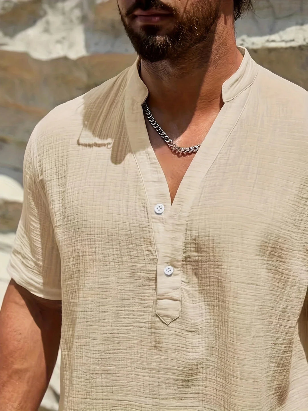 Sancho – Elegantes Sommer Hemd Mit Stehkragen