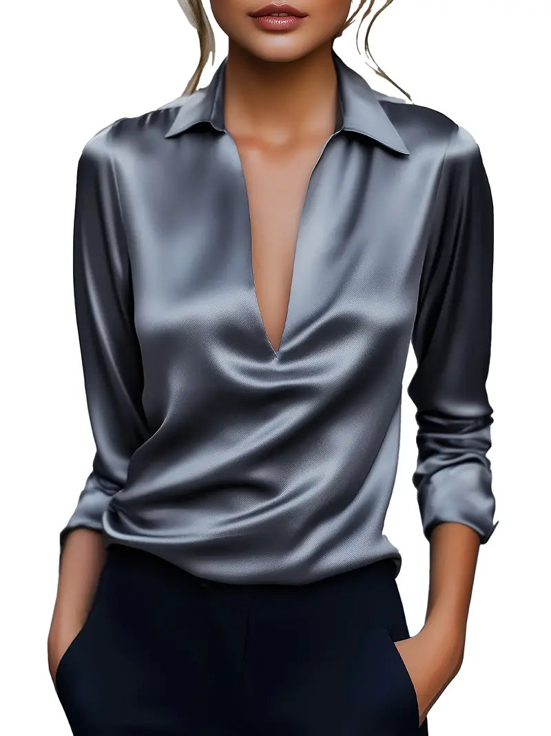 Nadene - Prämie Bluse Mit V-Ausschnitt