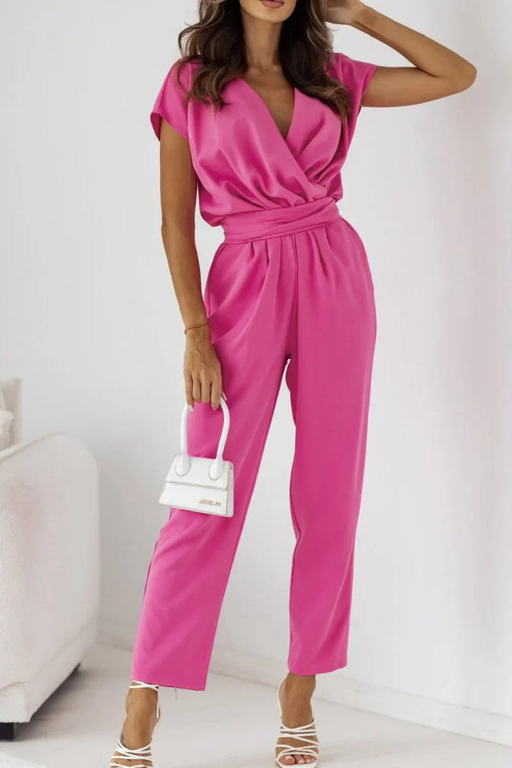 Maryana - Kurzärmeliger Jumpsuit Mit V-Ausschnitt