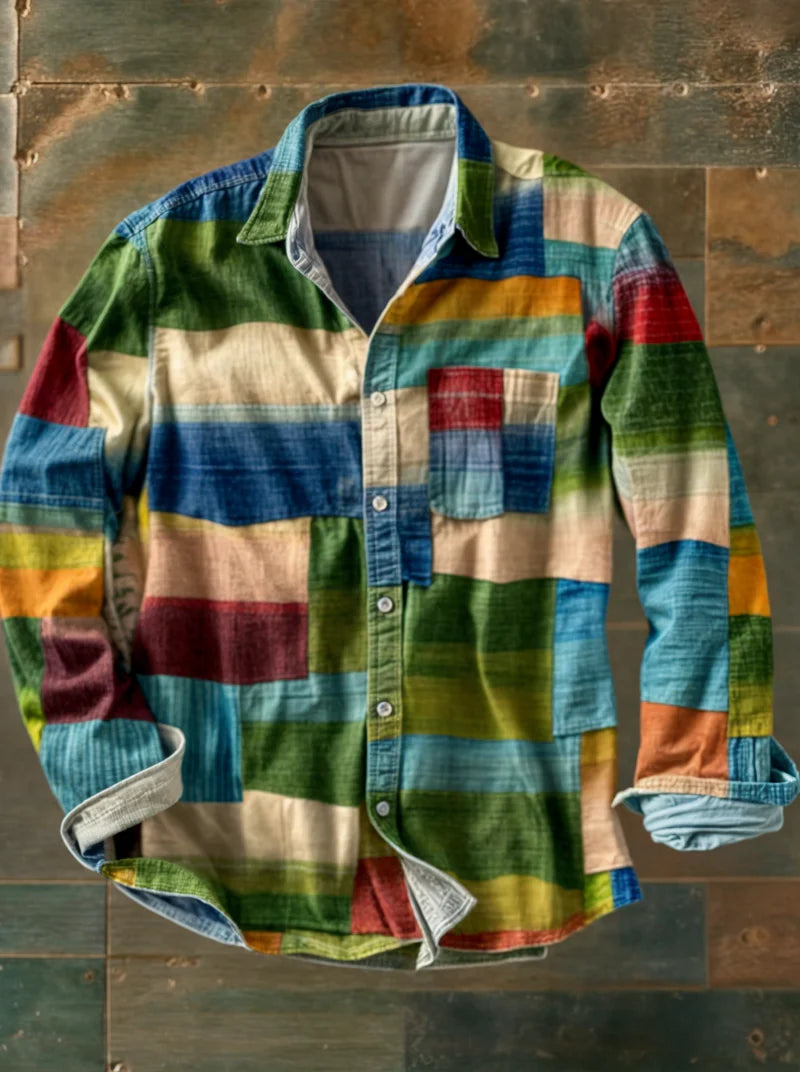 Lorcan – Unisex Langarm Hemd in Schlichter Regenbogenfarbe