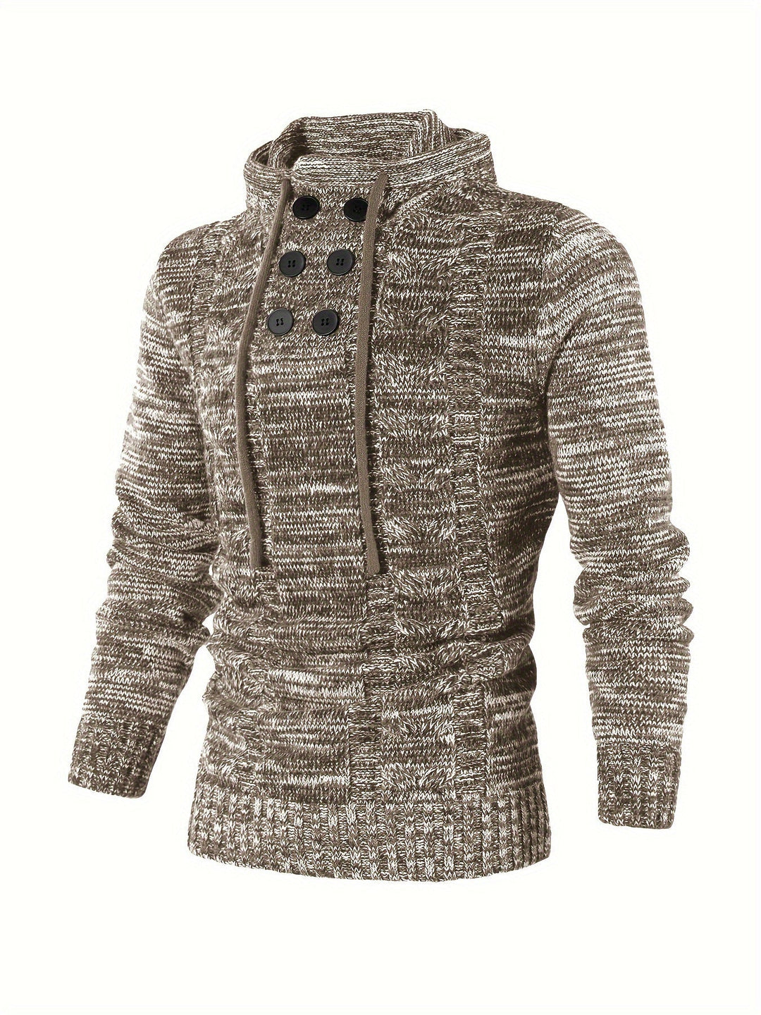 Damiaan – Lässiger Langarm Strick Kapuzenpullover