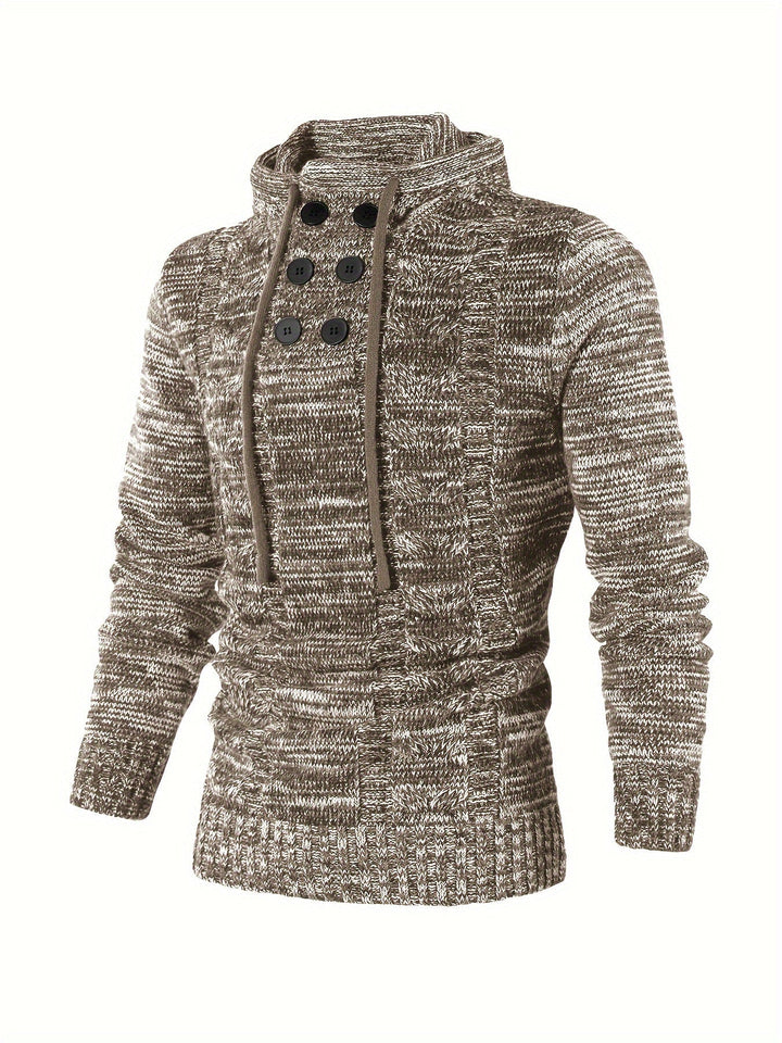 Damiaan – Lässiger Langarm Strick Kapuzenpullover