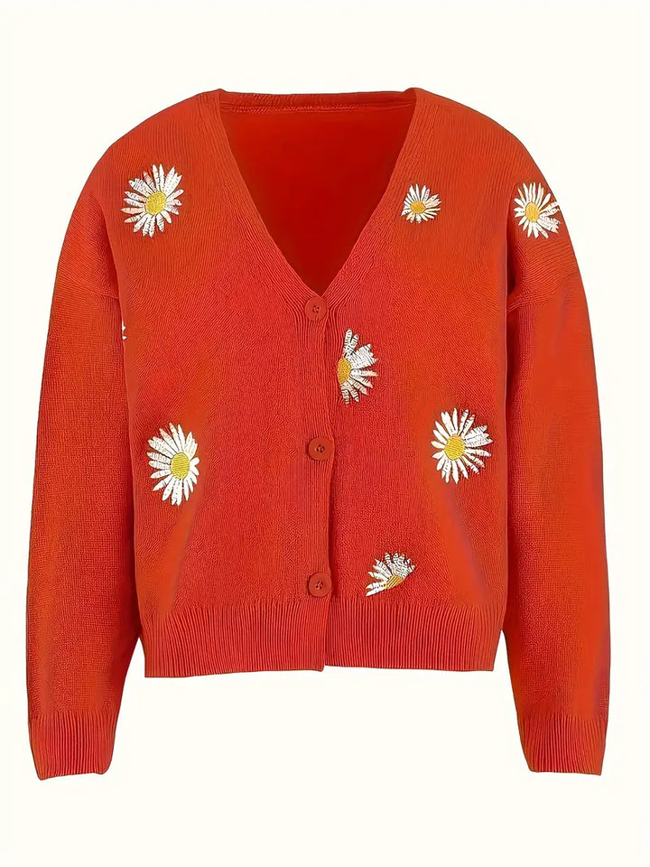 Korina – Eleganter Langarm Strickjacke Mit Knöpfen