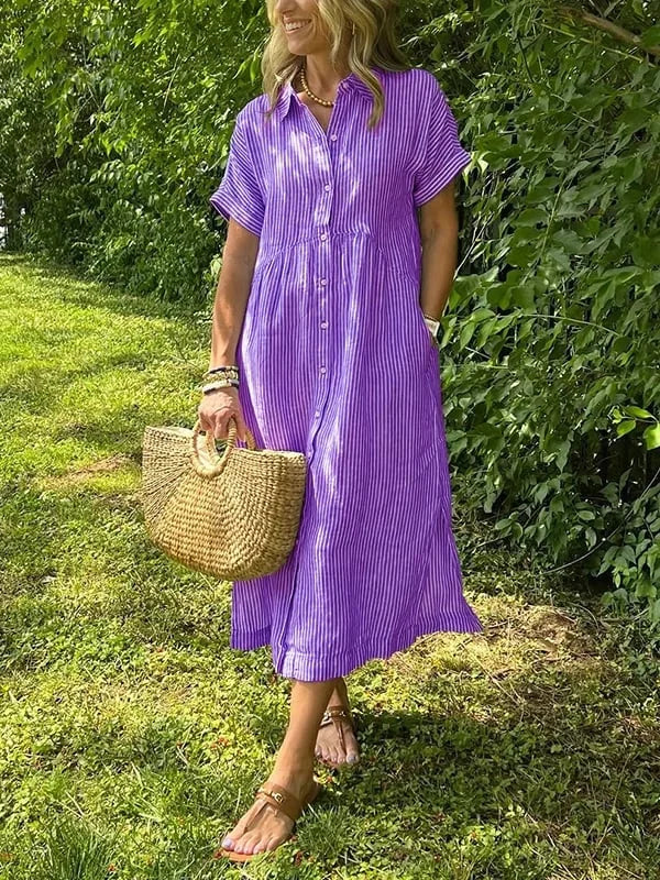 Samara - Stilvolles Gestreiftes Hemdkleid