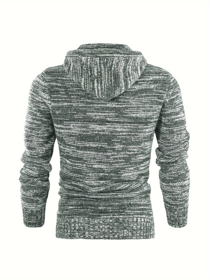 Damiaan – Lässiger Langarm Strick Kapuzenpullover