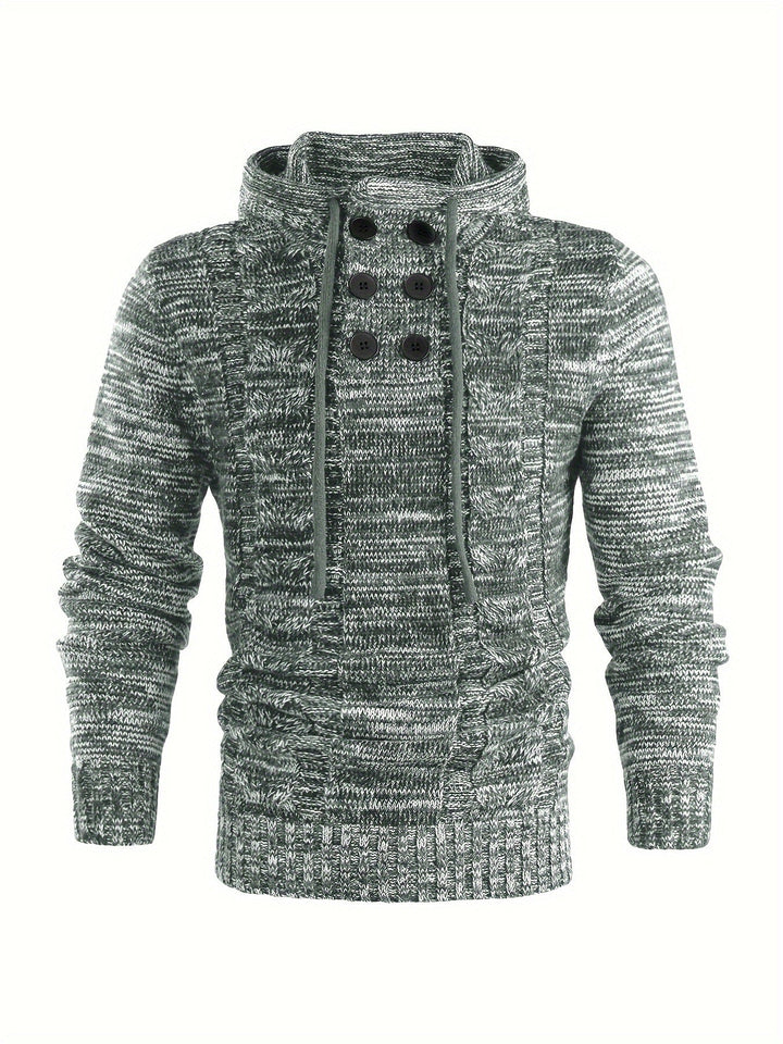 Damiaan – Lässiger Langarm Strick Kapuzenpullover