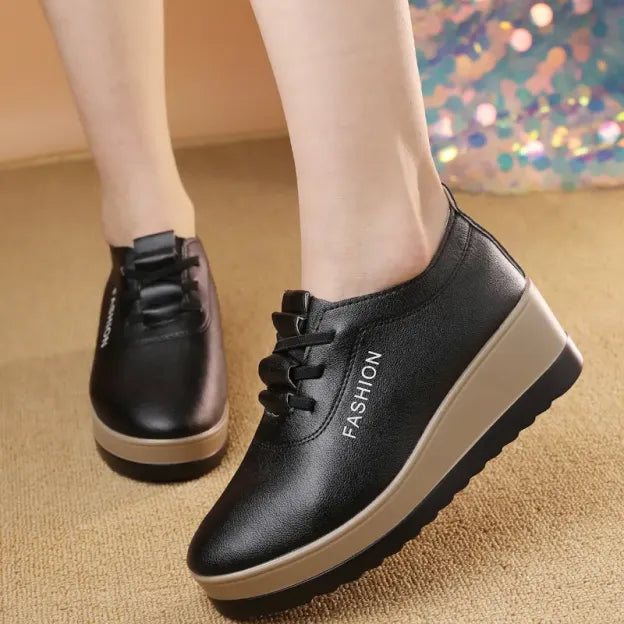 Saturnina – Leder Schuhe Mit Dicker Sohle