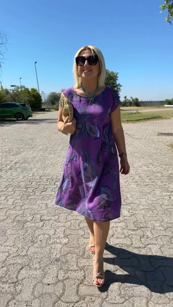 Hazal – Elegantes Baumwollkleid mit Drucken
