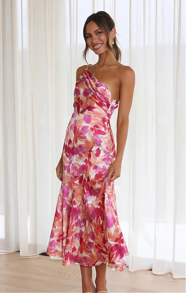 Cynthia - Satin Kleid Mit Blumenmuster