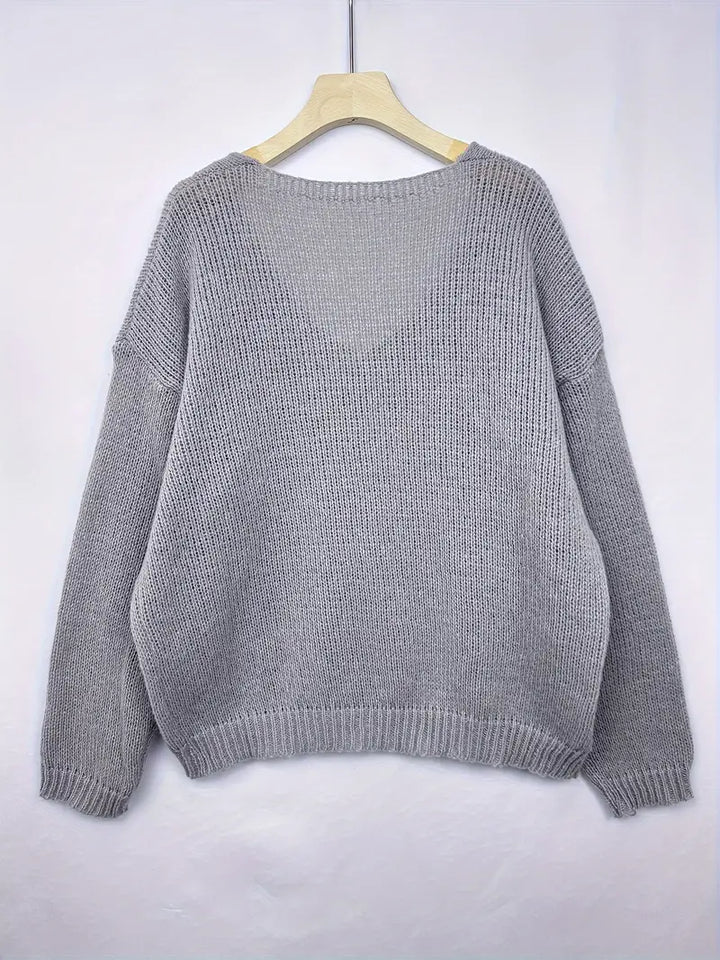 Schmidt – Lässiger Langarm Pullover Mit V-Ausschnitt
