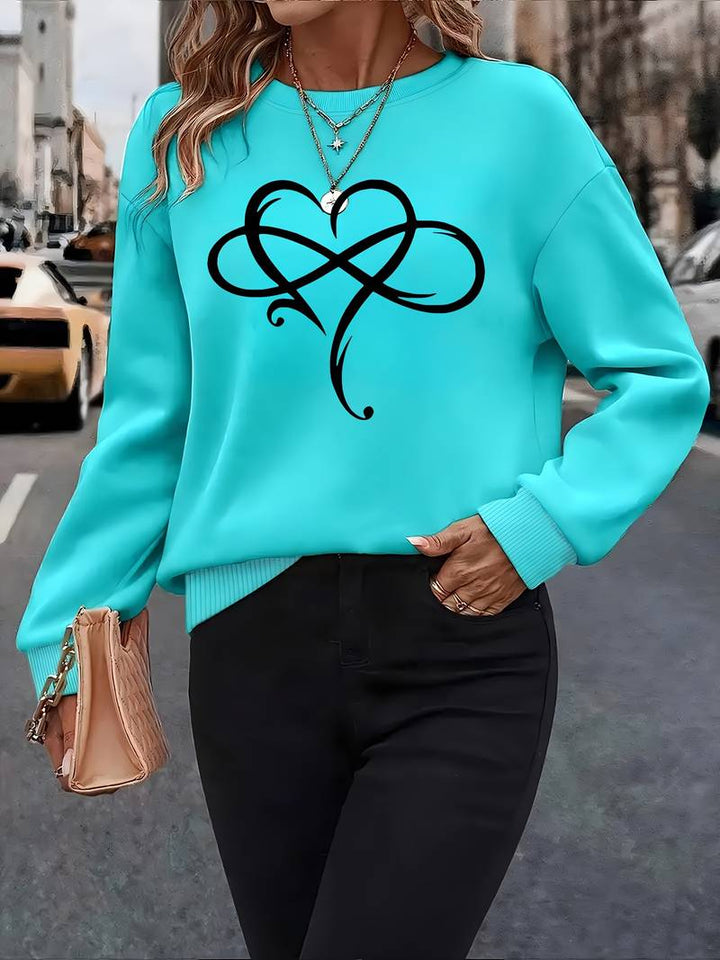 Ahuva - Stylisches Langarm Fleece Sweatshirt Mit Herz Gestaltung