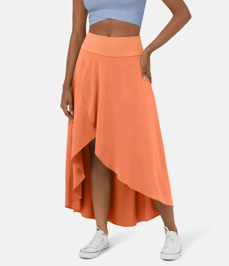 Keisha - Lässiger Midirock Mit Hoher Taille Und Tiefem Volantrock