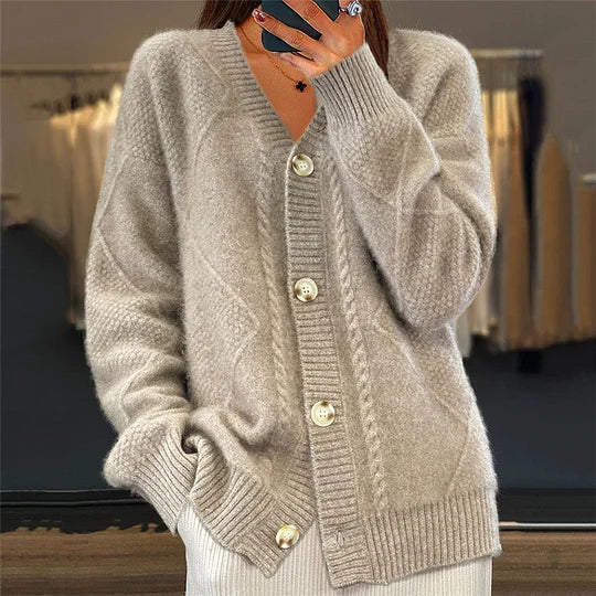 Tanner – Bequemer Kaschmir Strickjacke Mit V-Ausschnitt