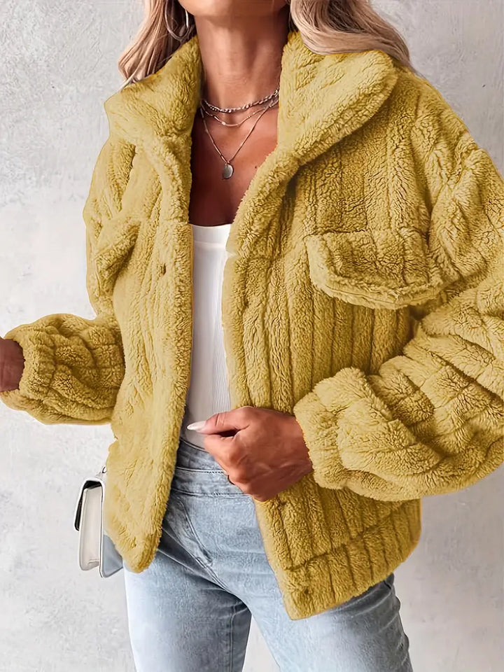 Narin – Lässig Teddy Jacke Mit Faux Tasche