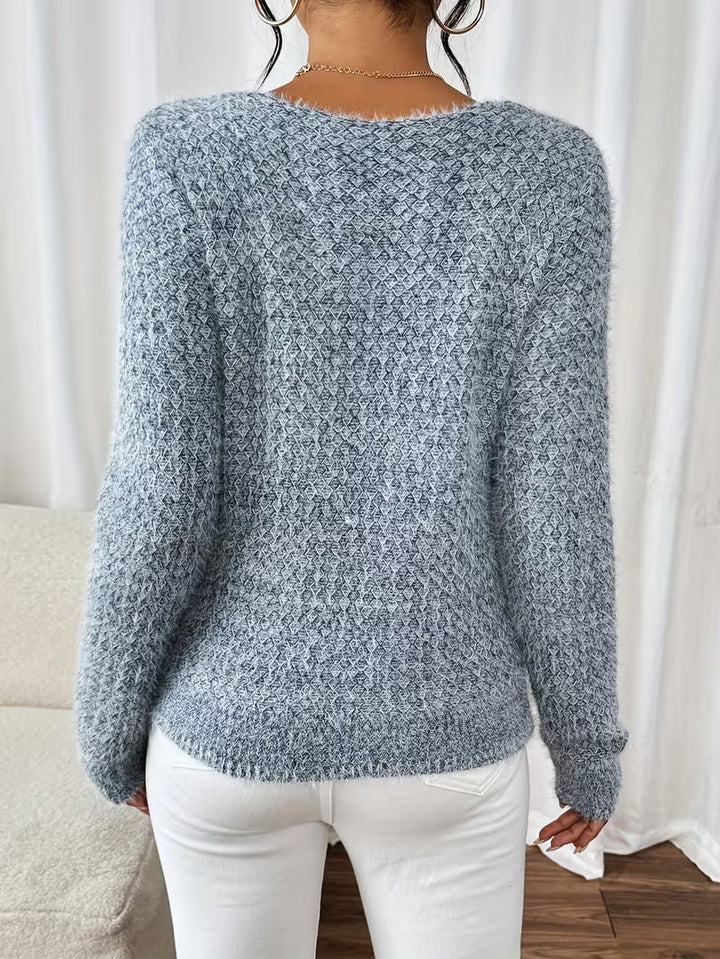 Aderah - Lockere Passform V-Ausschnitt Pullover