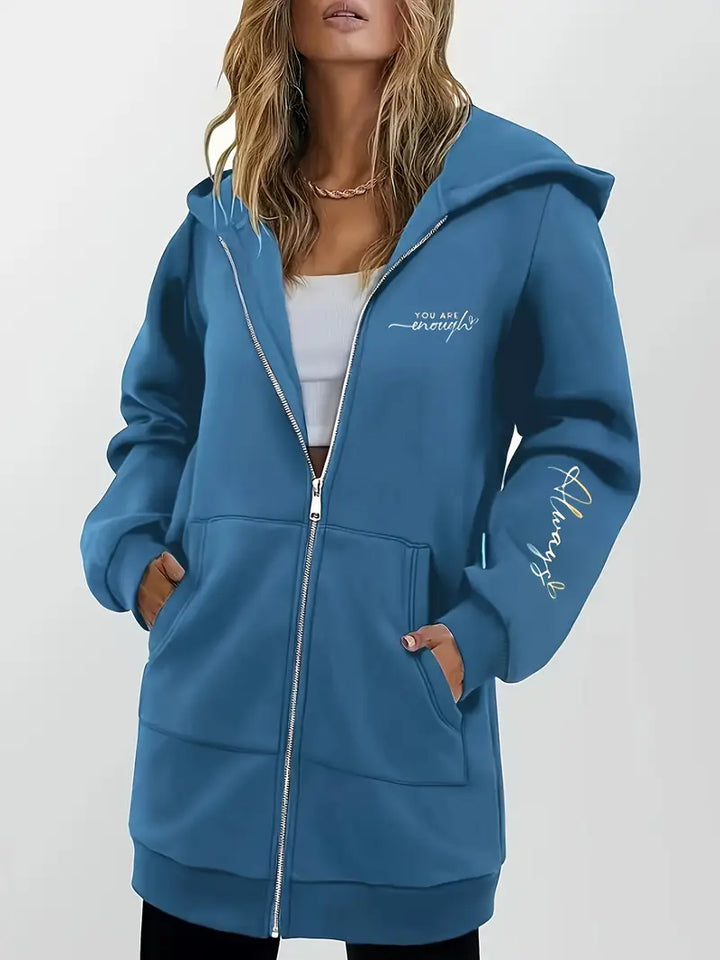 Angeleen – Kapuzen Jacke Mit Reißverschluss Und Geometrischem Print