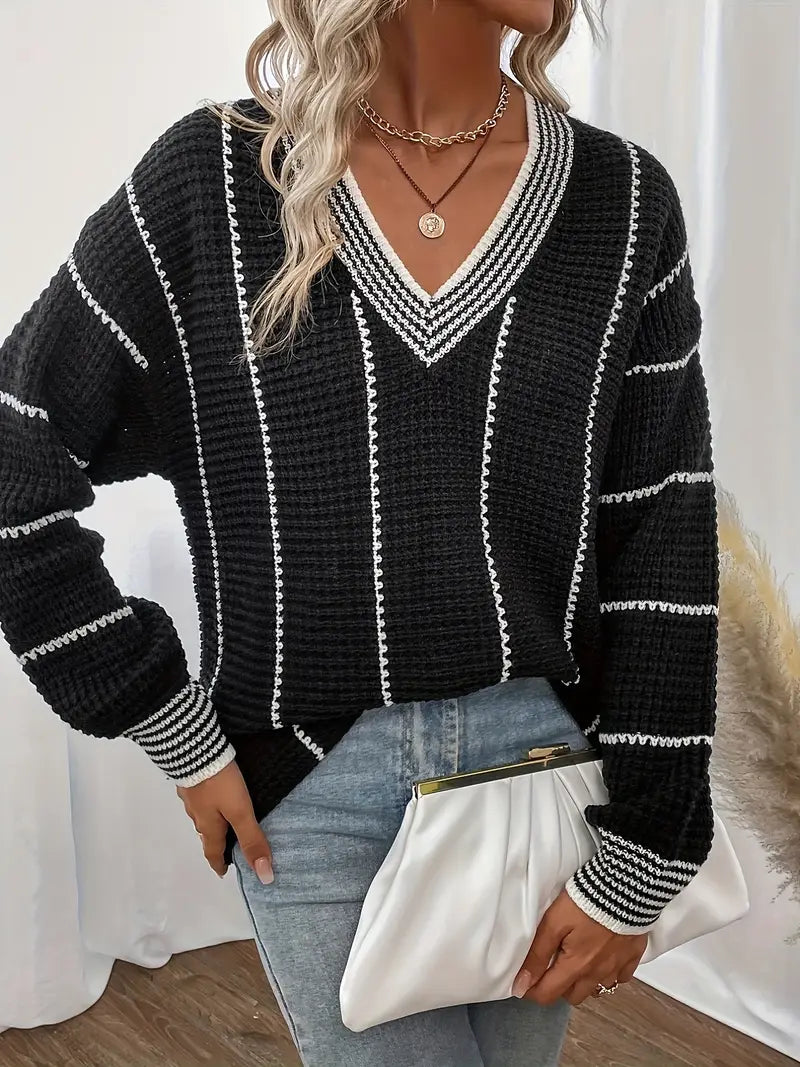 Arellano – Lässiger Langarm Streifen Pullover