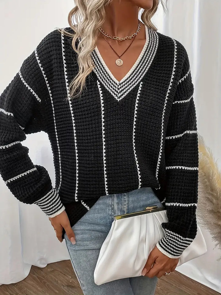 Arellano – Lässiger Langarm Streifen Pullover