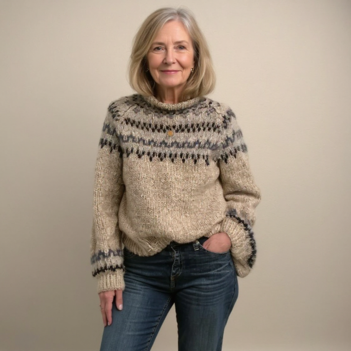 Toniolo - Klassischer Isländischer Strick Pullover Aus Wolle