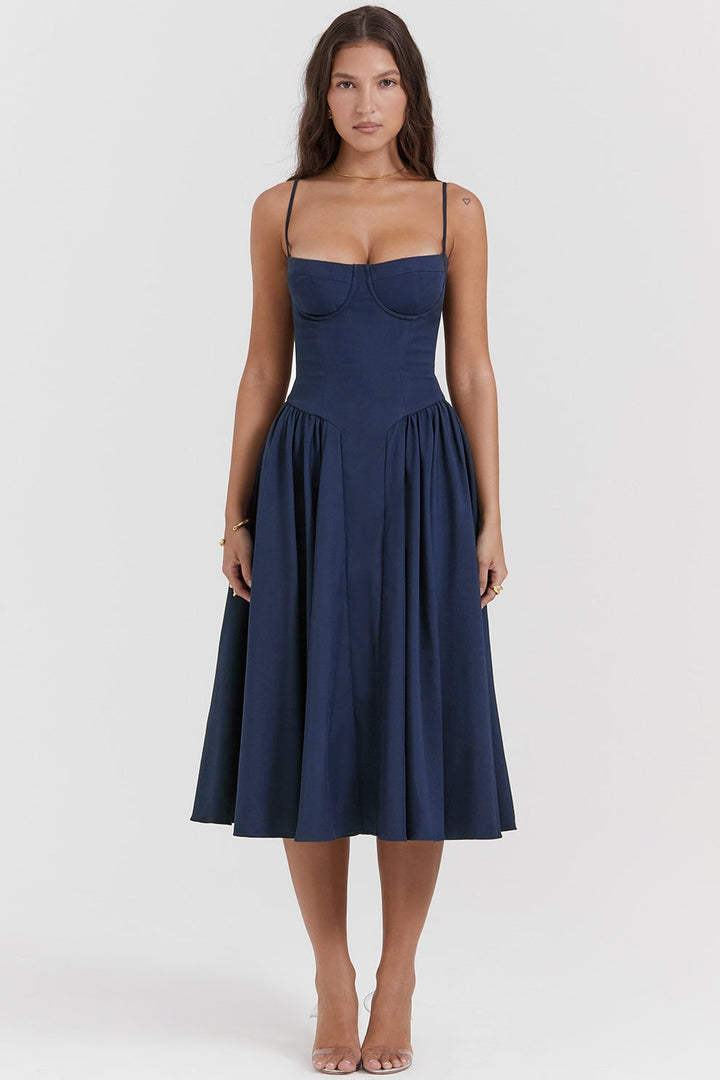 Maissa – Elegantes Midi Kleid mit Ärmeln