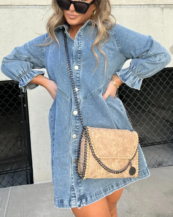 Cäcilia – Langärmliges Jeanshemdkleid