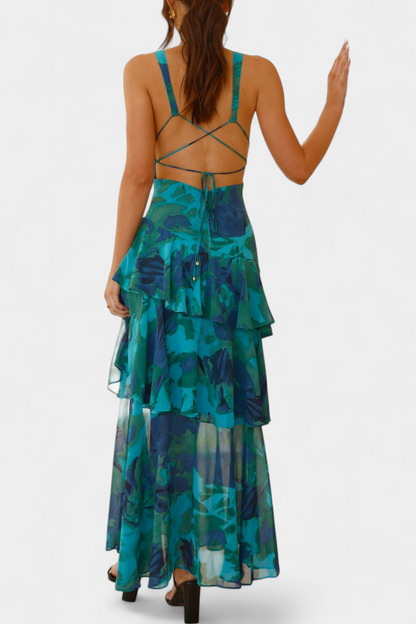 Kensie – Chiffonkleid Mit V-Ausschnitt Und Fließenden Lagen