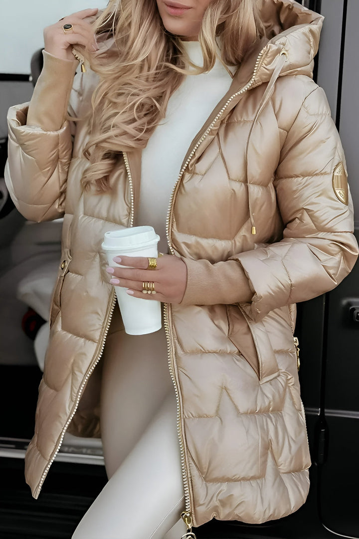 Mageina – Eleganter Winter Mantel Mit Kapuze Und Wattierung