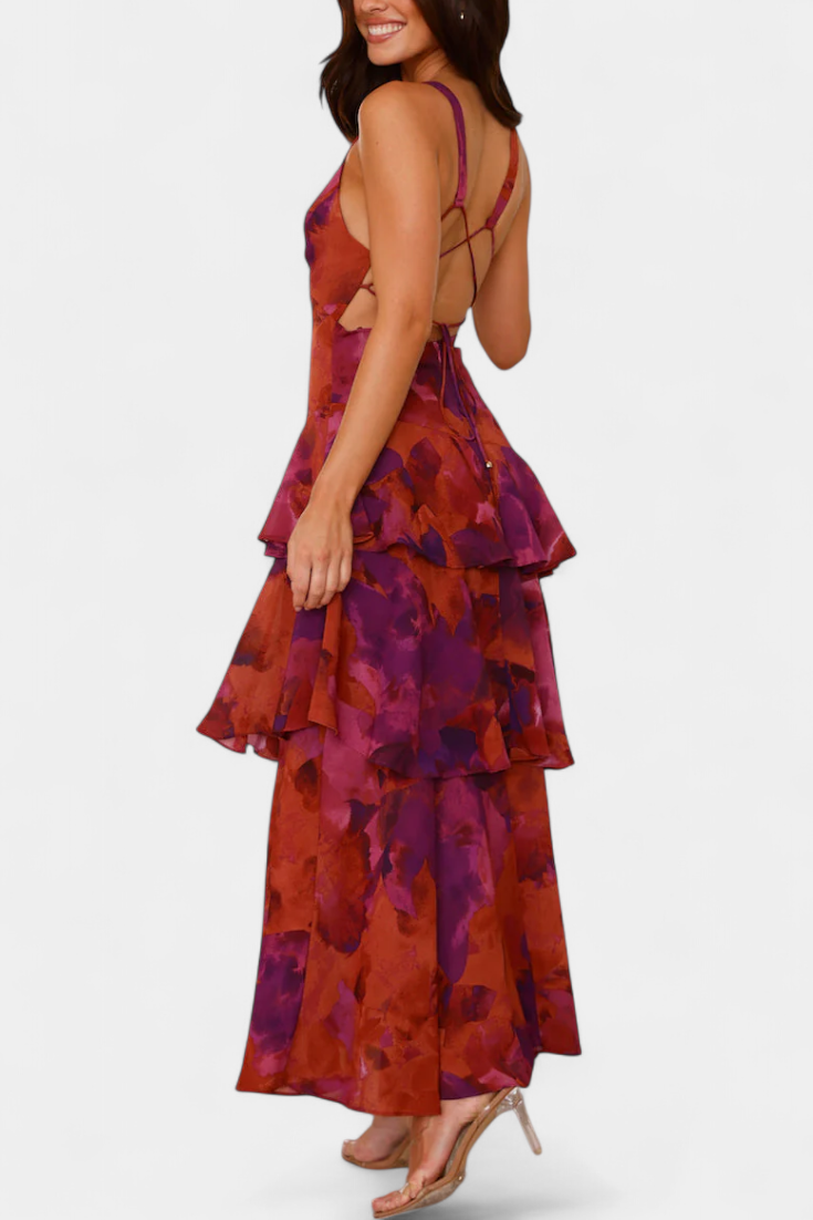 Kensie – Chiffonkleid Mit V-Ausschnitt Und Fließenden Lagen