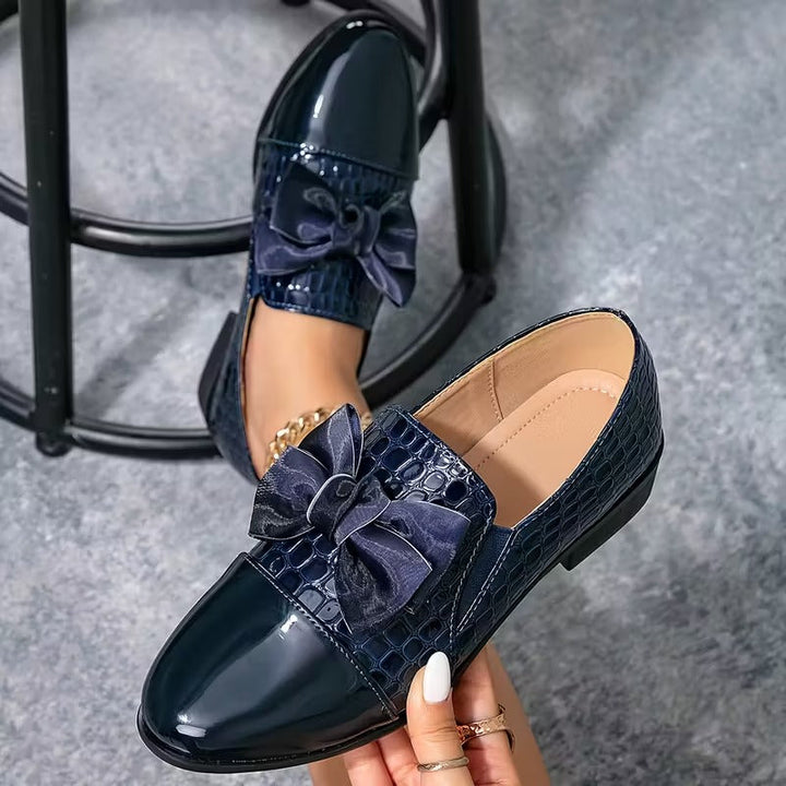 Nalira – Orthopädische Leder Loafer Mit Schleife